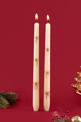 Holiday Bow - Taper Candles | Set of 2