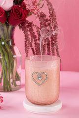 Embrace Bejeweled Sacred Hearts - Glass Candle | Tuberose & Orchid