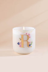 Hand Painted Initial Candle | Flower Blossom