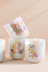 Hand Painted Initial Candle | Flower Blossom