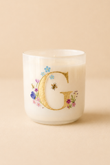 Hand Painted Initial Candle | Flower Blossom