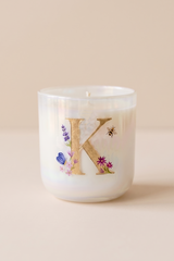Hand Painted Initial Candle | Flower Blossom