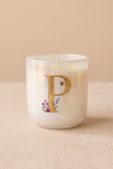 Hand Painted Initial Candle | Flower Blossom