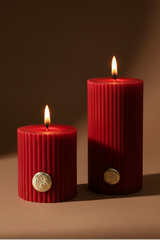 Vintage Charm - Pillar Candle | Red | Botanical Garden