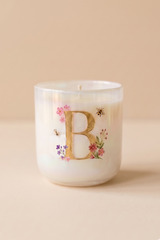 Hand Painted Initial Candle | Flower Blossom