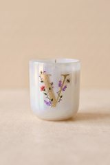 Hand Painted Initial Candle | Flower Blossom