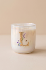 Hand Painted Initial Candle | Flower Blossom