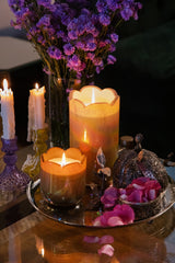 Sacred Lotus - Cylinder Candle | Orange & Moss | Jasmine Moss