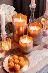 Sacred Lotus - Cylinder Candle | Orange & Moss | Jasmine Moss